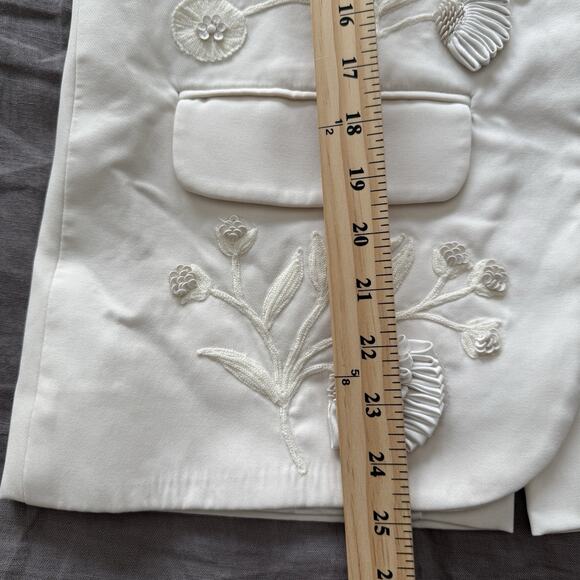 Anthropologie x Pankaj and Nidhi Blazer Floral Embroidered Freya White XS - Picture 11 of 13